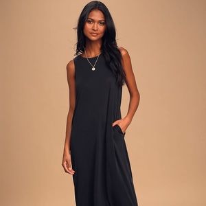 NWT Washed Black Sleeveless Maxi Dress w/ Pockets